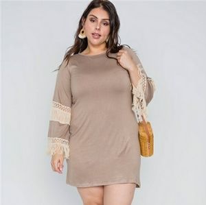 1x-3x Plus size Mocha crochet dress
